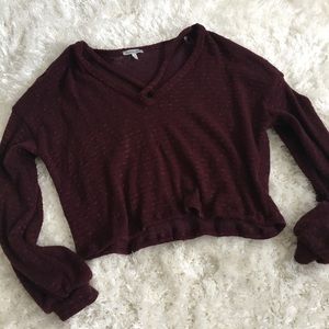 Burgundy crop sweater